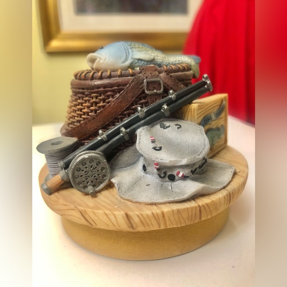 “ Our America Gift” Fishing Candle Jar Topper Fish Basket Rod Reel Net Outdoors. - Picture 6 of 11